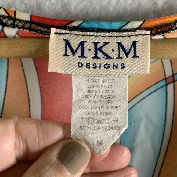 VTG Womens Psychedelic Tunic Top Sz M Groovy Y2K Slinky Disco 70s Costume - Picture 10 of 13